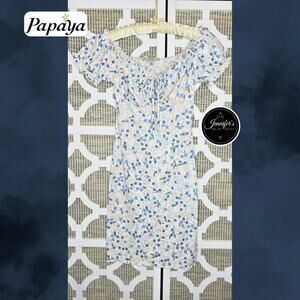 Papaya Juniors Girls White Blue Floral Front Tie Ruffled Bodycon Dress Size S
